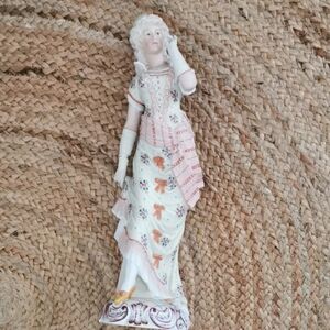 Antique French porcelain masquerade woman sculpture. 15" tall. Collectable.